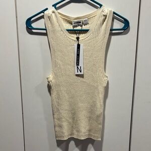 Noisy May Off-White Ribbed‎ Tank Top large NWT
